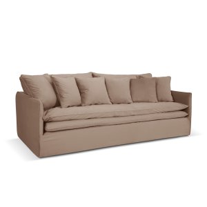 MICADONI Boho 4 pers. sofa, m. aftageligt betrk - beige imiteret fljl stof