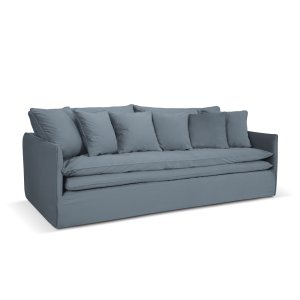MICADONI Boho 4 pers. sofa, m. aftageligt betrk - lysebl imiteret fljl stof