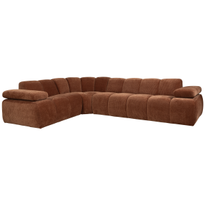 WOOOD MOJO HJRNESOFA VENSTRE RIBE STOF RUSTBRUNT