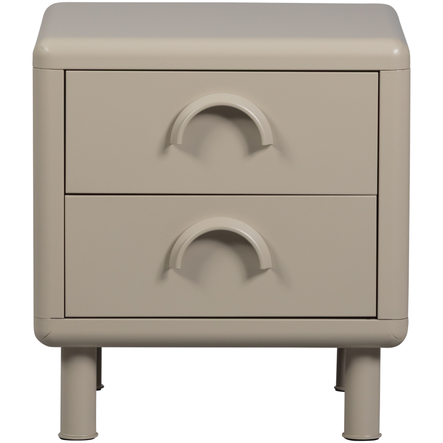 WOOOD Rune natbord, m. 2 skuffer - sand metal (42x42)