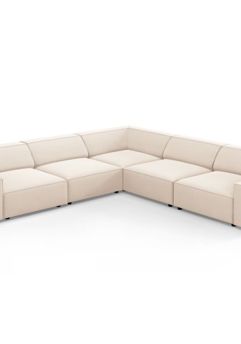 MICADONI  Symmetrisk hjrnesofa i flyel, Jodie, 6 seter, 287x287x70