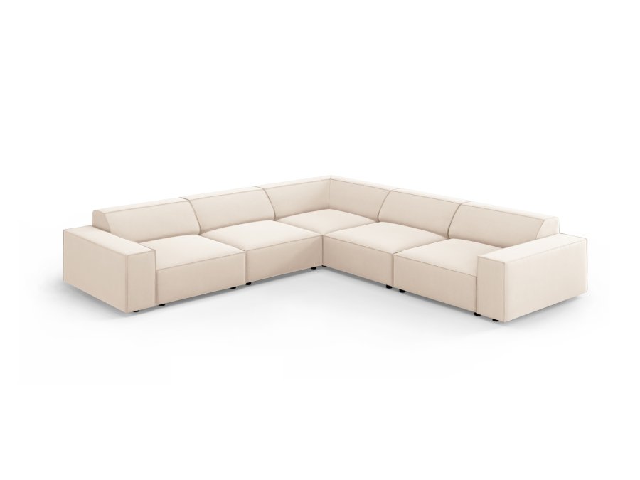 MICADONI  Symmetrisk hjrnesofa i flyel, Jodie, 6 seter, 287x287x70
