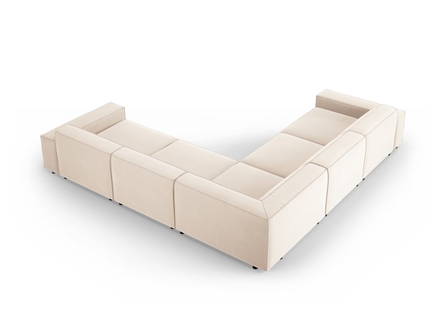 MICADONI  Symmetrisk hjrnesofa i flyel, Jodie, 6 seter, 287x287x70