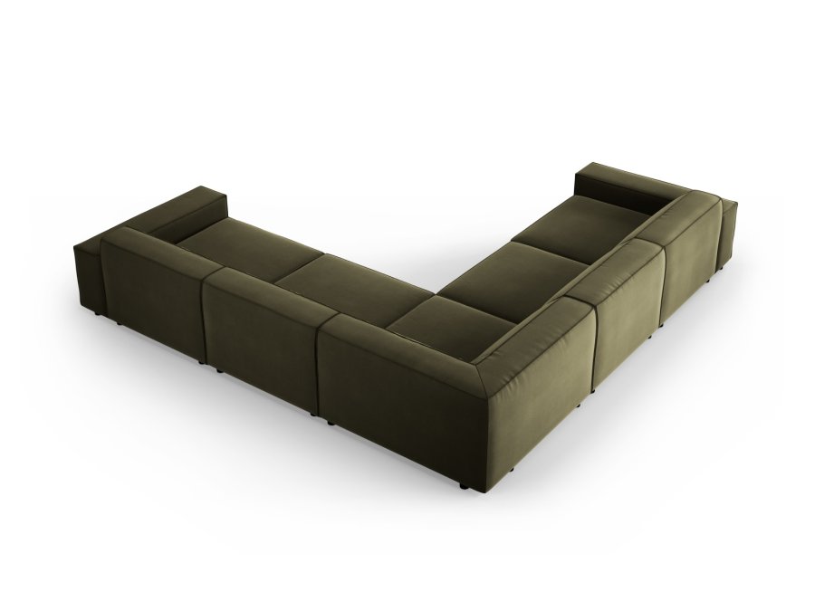 MICADONI  Symmetrisk hjrnesofa i flyel, Jodie, 6 seter, 287x287x70
