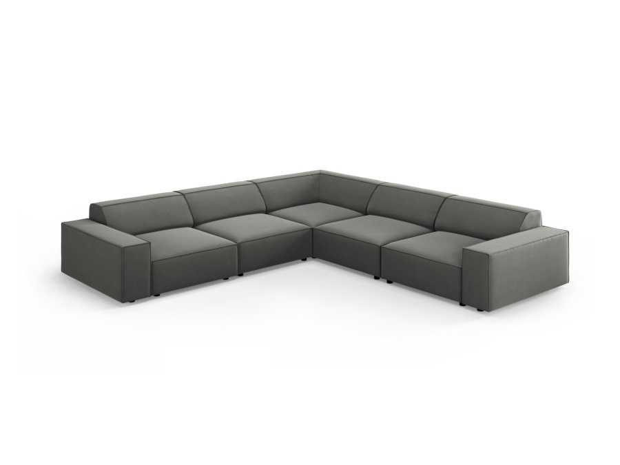 MICADONI  Symmetrisk hjrnesofa i flyel, Jodie, 6 seter, 287x287x70