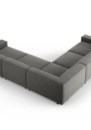 MICADONI  Symmetrisk hjrnesofa i flyel, Jodie, 6 seter, 287x287x70