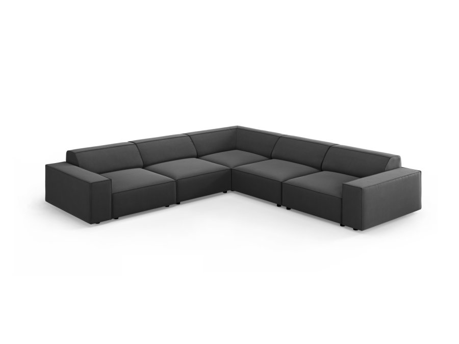 MICADONI  Symmetrisk hjrnesofa i flyel, Jodie, 6 seter, 287x287x70