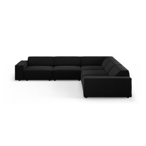MICADONI Jodie symmetrisk 6 pers. hjrnesofa - sort imiteret fljl stof og sort plast