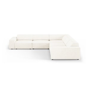 MICADONI Jodie symmetrisk 6 pers. hjrnesofa - beige bouclé stof og sort plast