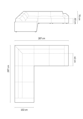 MICADONI  Symmetrisk hjrnesofa, Jodie, 6 seter, 287x287x70