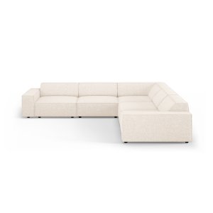 MICADONI Jodie symmetrisk 6 pers. hjrnesofa - beige bouclé stof og sort plast