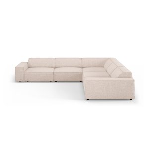 MICADONI Jodie symmetrisk 6 pers. hjrnesofa - beige bouclé stof og sort plast