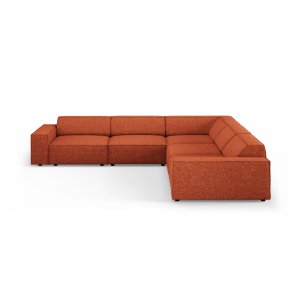 MICADONI Jodie symmetrisk 6 pers. hjrnesofa - bouclé stof og sort plast