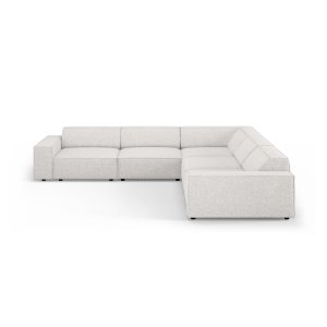 MICADONI Jodie symmetrisk 6 pers. hjrnesofa - gr bouclé stof og sort plast