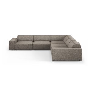MICADONI Jodie symmetrisk 6 pers. hjrnesofa - gr bouclé stof og sort plast