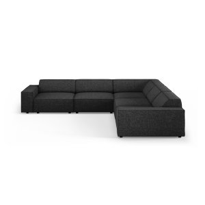 MICADONI Jodie symmetrisk 6 pers. hjrnesofa - bouclé stof og sort plast