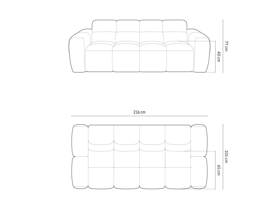 MICADONI  Sofa, Lisa, 3 seter, 216x101x77