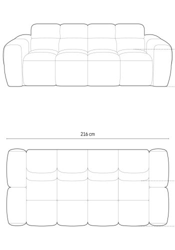 MICADONI  Sofa, Lisa, 3 seter, 216x101x77