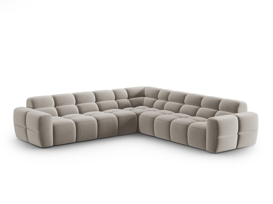 MICADONI  Symmetrisk hjrnesofa i flyel, Lisa, 5 seter, 310x310x77