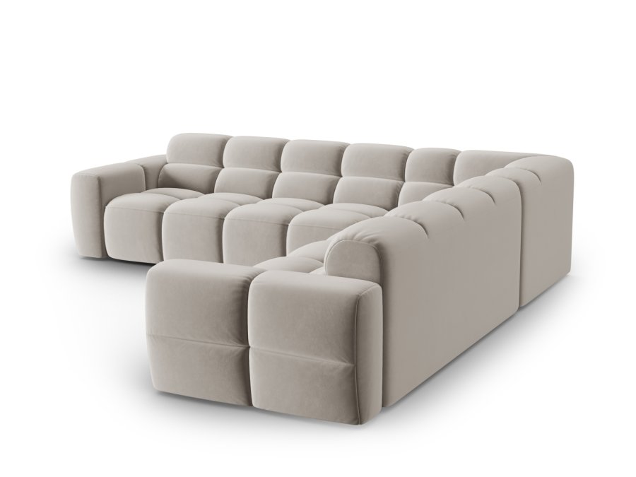 MICADONI  Symmetrisk hjrnesofa i flyel, Lisa, 5 seter, 310x310x77