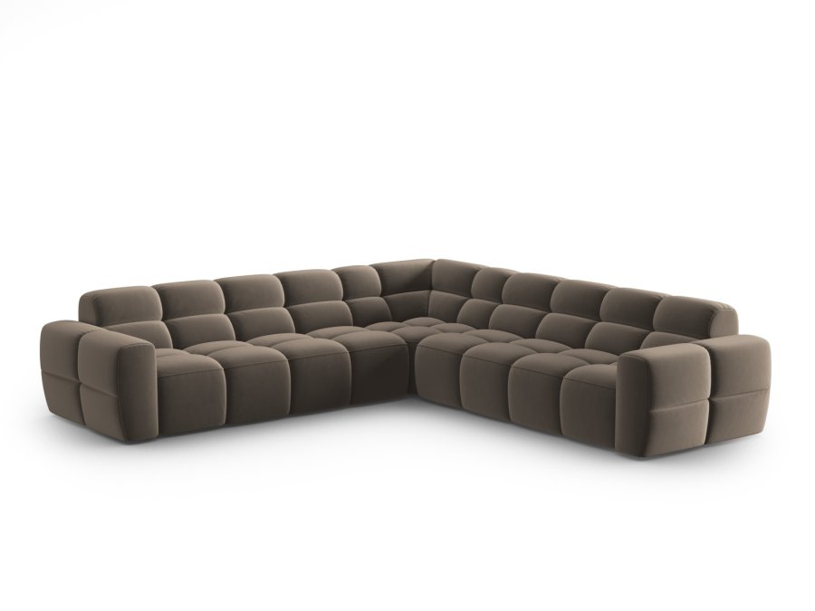 MICADONI  Symmetrisk hjrnesofa i flyel, Lisa, 5 seter, 310x310x77