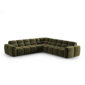 MICADONI Lisa 5 pers. symmetrisk hjrnesofa - lysegrn fljl stof