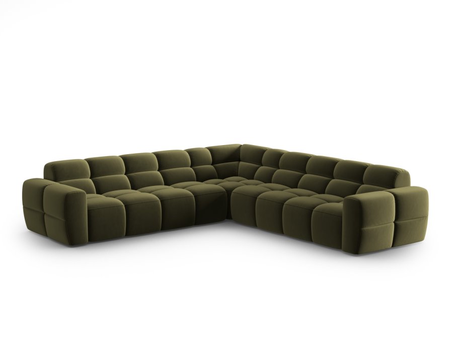 MICADONI  Symmetrisk hjrnesofa i flyel, Lisa, 5 seter, 310x310x77