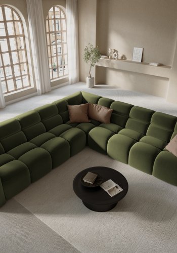 MICADONI  Symmetrisk hjrnesofa i flyel, Lisa, 5 seter, 310x310x77