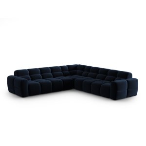 MICADONI Lisa 5 pers. symmetrisk hjrnesofa - kongebl fljl stof