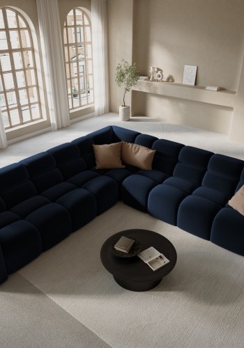 MICADONI  Symmetrisk hjrnesofa i flyel, Lisa, 5 seter, 310x310x77