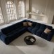 MICADONI  Symmetrisk hjrnesofa i flyel, Lisa, 5 seter, 310x310x77