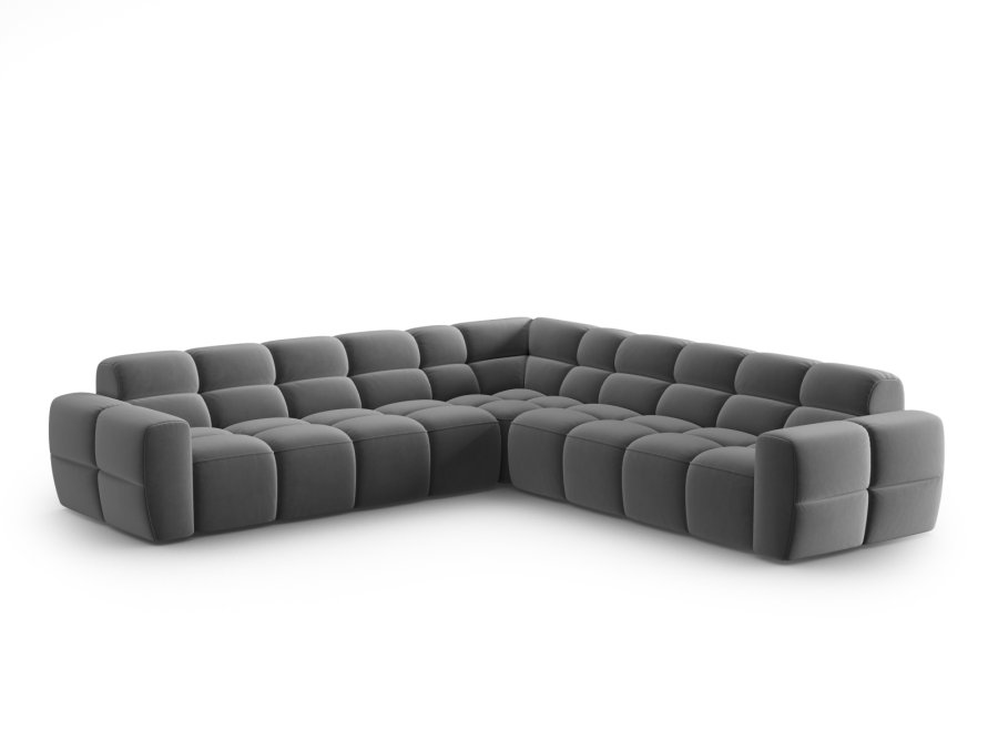 MICADONI  Symmetrisk hjrnesofa i flyel, Lisa, 5 seter, 310x310x77