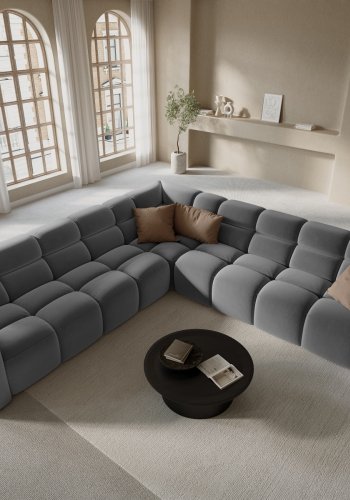 MICADONI  Symmetrisk hjrnesofa i flyel, Lisa, 5 seter, 310x310x77