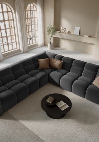 MICADONI  Symmetrisk hjrnesofa i flyel, Lisa, 5 seter, 310x310x77