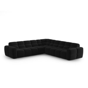 MICADONI Lisa 5 pers. symmetrisk hjrnesofa - sort fljl stof