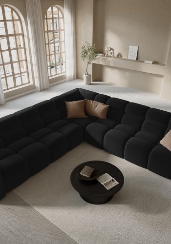 MICADONI  Symmetrisk hjrnesofa i flyel, Lisa, 5 seter, 310x310x77