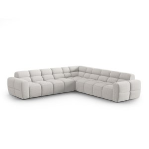 MICADONI Lisa 5 pers. symmetrisk hjrnesofa - lysegr struktur stof