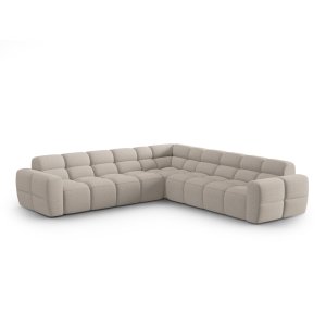 MICADONI Lisa 5 pers. symmetrisk hjrnesofa - sand struktur stof