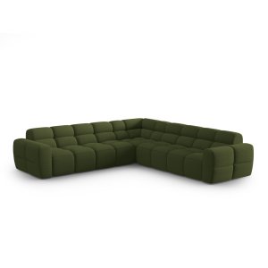 MICADONI Lisa 5 pers. symmetrisk hjrnesofa - grn melange struktur stof