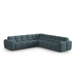 MICADONI Lisa 5 pers. symmetrisk hjrnesofa - lysebl struktur stof