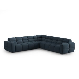 MICADONI Lisa 5 pers. symmetrisk hjrnesofa - mrkebl struktur stof