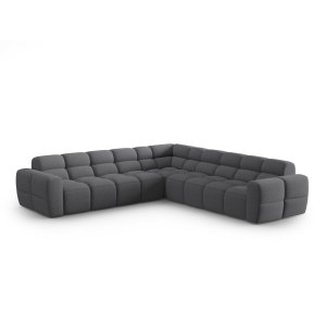 MICADONI Lisa 5 pers. symmetrisk hjrnesofa - gr struktur stof