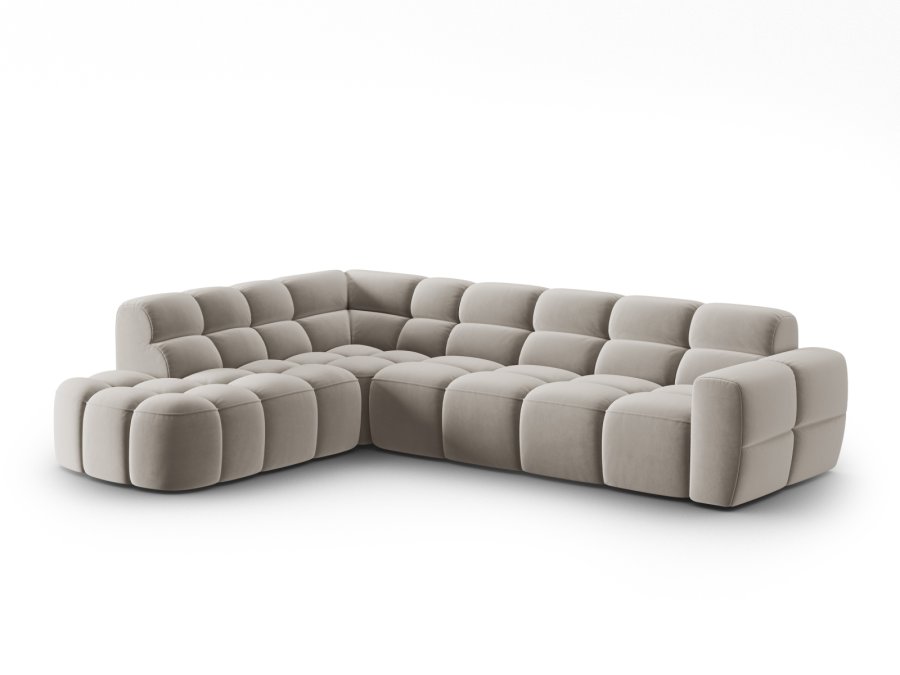 MICADONI  Venstre hjrnesofa i flyel, Lisa, 5 seter, 293x234x77