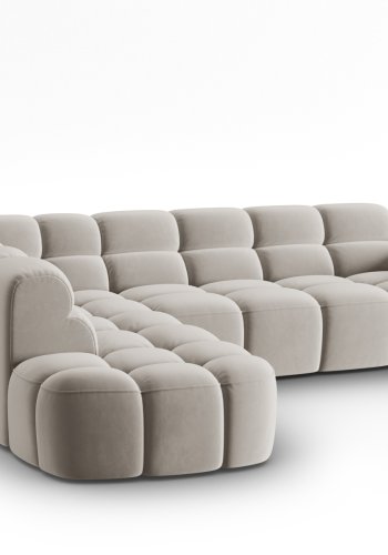 MICADONI  Venstre hjrnesofa i flyel, Lisa, 5 seter, 293x234x77