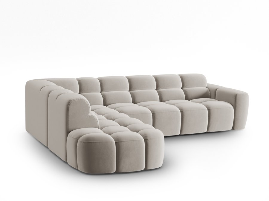 MICADONI  Venstre hjrnesofa i flyel, Lisa, 5 seter, 293x234x77