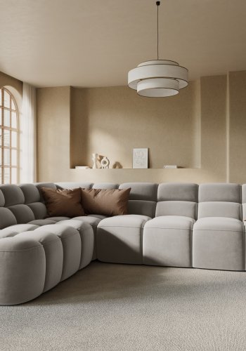 MICADONI  Venstre hjrnesofa i flyel, Lisa, 5 seter, 293x234x77