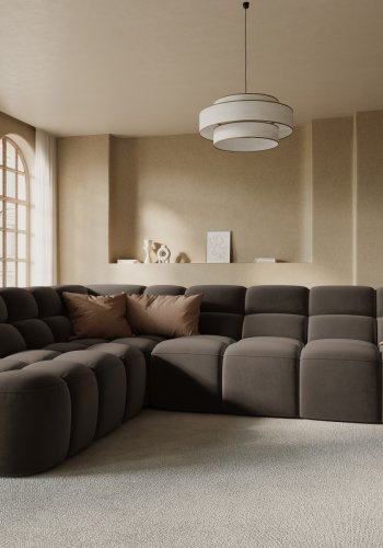 MICADONI  Venstre hjrnesofa i flyel, Lisa, 5 seter, 293x234x77