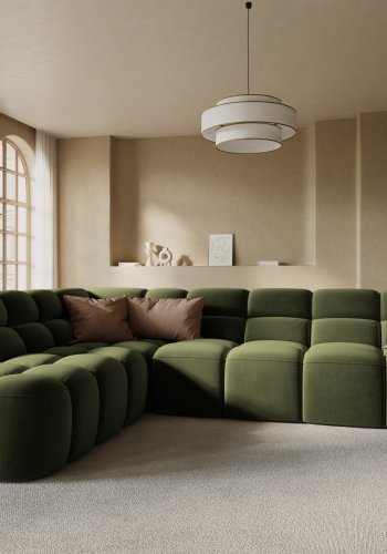 MICADONI  Venstre hjrnesofa i flyel, Lisa, 5 seter, 293x234x77