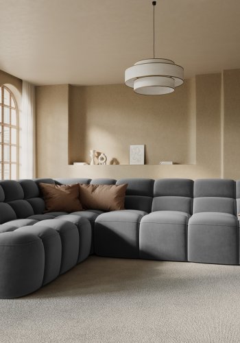 MICADONI  Venstre hjrnesofa i flyel, Lisa, 5 seter, 293x234x77