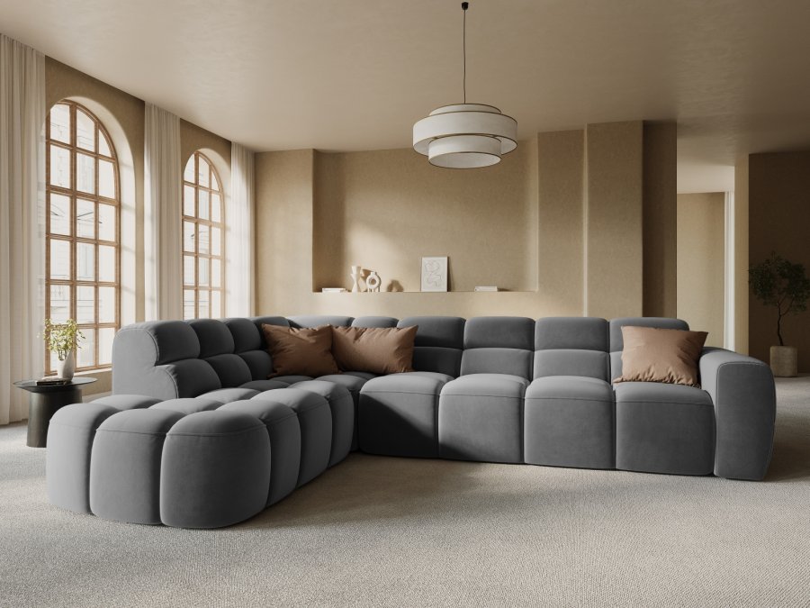 MICADONI  Venstre hjrnesofa i flyel, Lisa, 5 seter, 293x234x77